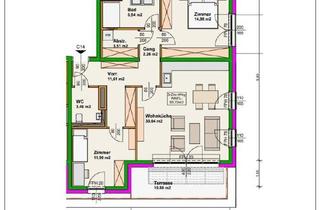 Wohnung mieten in 2700 Wiener Neustadt, Blumengasse - 2 Zimmer Wohnung mit Terrasse | 2.OG = DG | Neubau - Erstbezug | Klimaanlage | Einbauküche | zzgl. Tiefgaragenstellplatz | Top C14