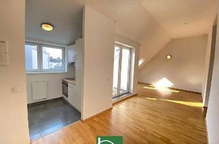 Wohnung kaufen in Arthaberplatz, 1100 Wien, Moderne Dachgeschosswohnung mit großer Terrasse nahe Arthaberplatz in ruhiger Seitengasse! Hohe Decken und Traumbad mit Fenster