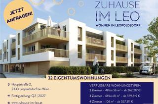 Wohnung kaufen in 2333 Leopoldsdorf, Zuhause IM LEO | Tolle 4 Zimmer Gartenwohnung mit Terrasse | 2 Bäder | 2 Abstellräume | Tiefgarage im Gebäude | Hauptstraße | Frühjahr 2027 - Top 1