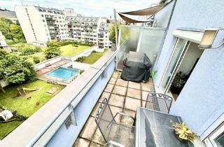 Maisonette kaufen in Braunhubergasse, 1110 Wien, Traumhafte Dachgeschoss-Maisonette mit Schwimmbad und Terrasse mit exklusivem Poolblick + Garagenplatz + Neubau-Anlage mit eigenem Pool und Spielplatz