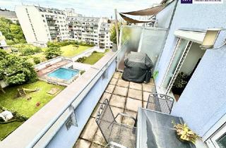 Maisonette kaufen in Braunhubergasse, 1110 Wien, Traumhafte Dachgeschoss-Maisonette mit Schwimmbad und Terrasse mit exklusivem Poolblick + Garagenplatz + Neubau-Anlage mit eigenem Pool und Spielplatz