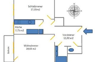 Wohnung mieten in Grünbergstraße, 1130 Wien, provisionsfrei - moderne, helle, geräumige 3 Zimmer-Wohnung inkl Balkon, PKW-Platz + Garten